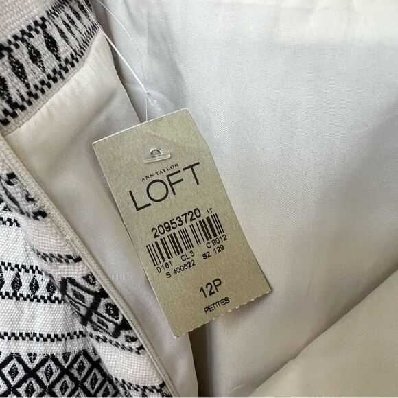 NWT Ann Taylor LOFT Black and White Print Pencil Skirt Knee-Length with Slit 12P - Picture 6 of 10